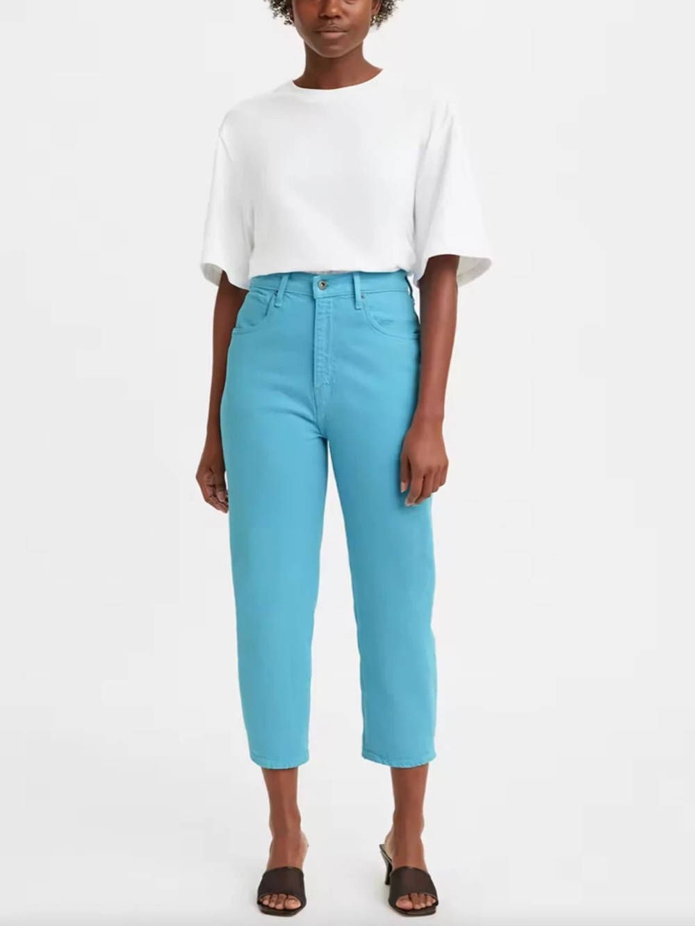 NWT Levi's Made & Crafted Barrel Crop Jeans In Mist Blue Size 28